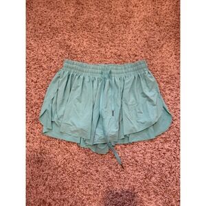 GB Women Aqua Blue Smocked Waist Athletic Flowy Skort Shorts Size L